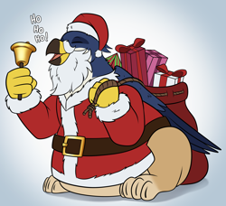 Size: 2176x1984 | Tagged: safe, artist:swiftsketchpone, oc, oc only, oc:lnyx, griffon, bhm, christmas, clothes, cosplay, costume, fat, ho ho ho, holiday, male, santa claus, solo