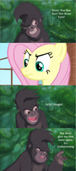 Size: 1922x4312 | Tagged: safe, fluttershy, gorilla, pegasus, pony, g4, disney, tarzan, terk