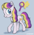 Size: 863x879 | Tagged: safe, artist:catachromatic, derpibooru exclusive, puzzlemint, earth pony, pony, g3, g4, alternate hairstyle, colored pupils, colored sketch, cute, cutie mark, female, g3 to g4, generation leap, mare, puzzlebetes, redesign, signature, simple background, solo
