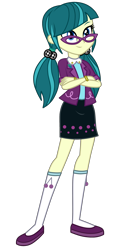 Size: 2000x3600 | Tagged: safe, artist:mixiepie, edit, juniper montage, equestria girls, equestria girls specials, g4, my little pony equestria girls: movie magic, clothes, crossed arms, female, glasses, high res, kneesocks, pigtails, simple background, skirt, smiling, socks, solo, transparent background, vector