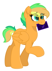 Size: 2400x3300 | Tagged: safe, artist:ponkus, oc, oc only, oc:mango tango (ponkus), pegasus, pony, envelope, female, high res, mail, mare, simple background, solo, transparent background