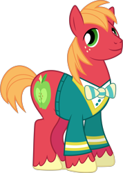 Size: 4530x6370 | Tagged: safe, artist:90sigma, big macintosh, earth pony, pony, g4, absurd resolution, bowtie, clothes, male, ponytones outfit, simple background, solo, stallion, transparent background, unshorn fetlocks, vector