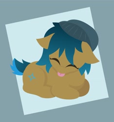 Size: 3456x3697 | Tagged: safe, artist:silverstararts, oc, oc only, earth pony, pony, beanie, eyes closed, hat, high res, ponyloaf, solo, tongue out