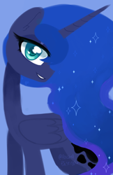 Size: 2140x3311 | Tagged: safe, artist:softpound, princess luna, alicorn, pony, g4, high res, looking at you, smiling, solo, sparkles