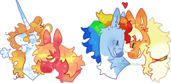 Size: 965x471 | Tagged: safe, artist:sugarbuck, applejack, big macintosh, prince blueblood, rainbow dash, earth pony, pegasus, pony, unicorn, g4, bluemac, bust, crack shipping, eyes closed, female, gay, heart, lesbian, male, mare, ship:appledash, shipping, simple background, stallion, transparent background