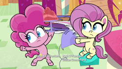 Size: 1920x1080 | Tagged: safe, screencap, fluttershy, pinkie pie, rarity, earth pony, pony, g4, g4.5, how applejack got her hat back, my little pony: pony life, female, mare, toaster