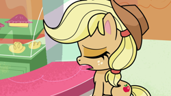 Size: 1920x1080 | Tagged: safe, screencap, applejack, earth pony, pony, g4, g4.5, how applejack got her hat back, my little pony: pony life, female, mare, solo