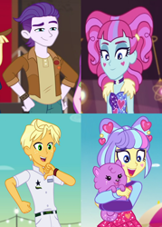 Size: 1506x2100 | Tagged: safe, edit, edited screencap, screencap, dirk thistleweed, kiwi lollipop, princess thunder guts, ragamuffin (g4), supernova zap, dog, equestria girls, g4, how to backstage, lost and pound, lost and pound: rarity, lost and pound: spike, my little pony equestria girls: choose your own ending, my little pony equestria girls: spring breakdown, clothes, comparison, crack shipping, cropped, cute, female, freckles, happy, heart, hug, k-lo, male, postcrush, puppy, raganova, shipping, shipping domino, smiling, solo focus, straight, su-z, su-z-betes, thistlepop
