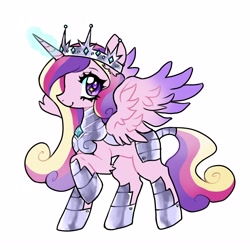 Size: 3902x3902 | Tagged: safe, artist:plushfurby, derpibooru exclusive, princess cadance, alicorn, pony, g4, alternate design, armor, fantasy class, female, guardsmare, high res, mare, royal guard, simple background, solo, warrior, warrior cadance, white background