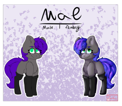 Size: 1280x1109 | Tagged: safe, artist:dian-trex, oc, oc only, oc:mae, earth pony, pony, chest fluff, clothes, commission, femboy, male, reference sheet, smiling, socks, solo, watermark