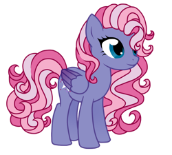 Size: 800x720 | Tagged: safe, artist:couratiel, starsong, pegasus, pony, g3, g4, blue eyes, colored lineart, colored wings, curly hair, curly mane, description is relevant, eyelashes, female, g3 to g4, generation leap, gradient wings, long mane, mare, pink mane, purple coat, simple background, solo, standing, starsawwwng, transparent background, wings