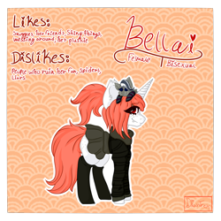 Size: 1280x1280 | Tagged: safe, artist:dian-trex, artist:diantrex, oc, oc only, oc:bellai, pony, unicorn, clothes, ear fluff, female, happy, plushie, ponytail, reference, reference sheet, scarf, side view, skirt, socks, solo, sweater, toy