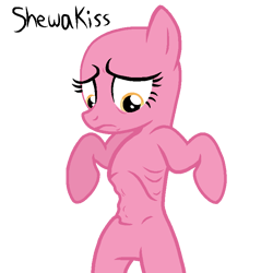 Size: 768x768 | Tagged: safe, artist:shewakiss, earth pony, pony, g4, hearts and hooves day (episode), season 2, background pony, bald, base, bipedal, emaciated, eyelashes, famine, female, frown, hungry, looking at belly, malnourished, mare, signature, simple background, skinny, solo, starving, stomach growl, thin, transparent background, underhoof