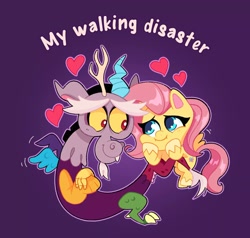 Size: 1706x1621 | Tagged: safe, artist:__squee, discord, fluttershy, draconequus, pegasus, pony, g4.5, my little pony: pony life, colored pupils, cute, discute, female, heart, male, mare, ship:discoshy, shipping, shyabetes, straight