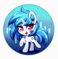 Size: 994x1024 | Tagged: safe, artist:cryptidhaze, dj pon-3, vinyl scratch, pony, unicorn, g4, chibi, colored pupils, cute, looking at you, missing accessory, no glasses, open mouth, solo, vinylbetes