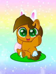 Size: 938x1250 | Tagged: safe, artist:spellboundcanvas, oc, oc only, earth pony, pony, bunny ears, cute, easter, easter egg, holiday, solo