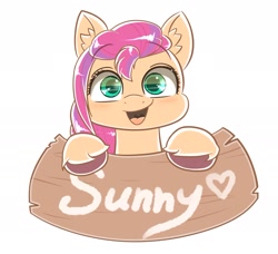 Size: 1920x1749 | Tagged: safe, artist:phoenixrk49, sunny starscout, earth pony, pony, g5, cute, ear fluff, female, heart, looking at you, open mouth, simple background, solo, sunnybetes, text, white background