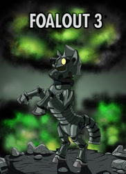 Size: 600x825 | Tagged: safe, artist:omny87, pony, armor, crossover, explosion, fallout, fallout 3, male, mushroom cloud, nuclear explosion, parody, rearing, solo, stallion