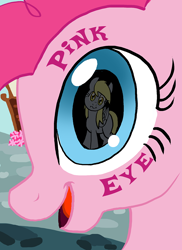 Size: 850x1169 | Tagged: safe, artist:jaestring, derpy hooves, pinkie pie, earth pony, pegasus, pony, g4, derpypie, eye reflection, fanfic, fanfic art, fanfic cover, female, lesbian, reflection, shipping, speedpaint