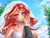 Size: 3541x2717 | Tagged: safe, artist:racoonsan, sunset shimmer, human, equestria girls, g4, bare shoulders, beautiful, blushing, breasts, bride, choker, cleavage, clothes, cloud, crying, cute, dress, female, hand on face, high res, humanized, marriage, offscreen character, plants, pov, shimmerbetes, shiny skin, sky, sleeveless, tears of joy, teary eyes, wedding, wedding dress, wedding veil
