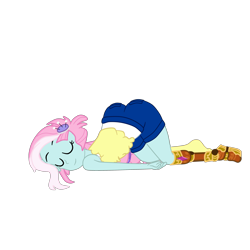 Size: 2952x2952 | Tagged: safe, alternate character, alternate version, artist:gmaplay, kerfuffle, equestria girls, g4, my little pony: rainbow roadtrip, amputee, ass, ass up, butt, face down ass up, high res, prosthetic leg, prosthetic limb, prosthetics, simple background, sleeping, solo, transparent background