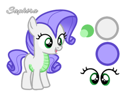 Size: 1024x768 | Tagged: safe, artist:auroramagical, oc, oc only, oc:saphira sparkle, dracony, hybrid, base used, interspecies offspring, offspring, parent:rarity, parent:spike, parents:sparity, reference sheet, simple background, solo, transparent background