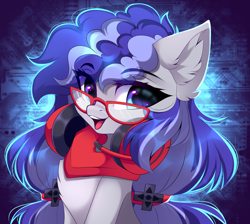 Size: 3700x3320 | Tagged: safe, artist:airiniblock, oc, oc only, oc:cinnabyte, earth pony, pony, rcf community, bandana, female, headphones, high res, mare, solo