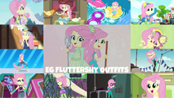 Size: 1280x722 | Tagged: safe, edit, edited screencap, editor:quoterific, screencap, fluttershy, bird, chicken, dance magic, eqg summertime shorts, equestria girls, equestria girls series, equestria girls specials, five to nine, friendship through the ages, g4, i'm on a yacht, movie magic, my little pony equestria girls, my little pony equestria girls: friendship games, my little pony equestria girls: rainbow rocks, opening night, shake your tail, so much more to me, steps of pep, the road less scheduled, the road less scheduled: fluttershy, too hot to handle, spoiler:eqg series (season 2), archery clothes, barefoot, clothes, cute, cutie mark, cutie mark on clothes, dance magic (song), eyes closed, feet, female, flutterfeet, flutterpunk, friendship games archery outfit, friendship games outfit, geode of fauna, hairpin, hallway, jewelry, lockers, magical geodes, male, musical instrument, necklace, one eye closed, open mouth, ponied up, shyabetes, smiling, swimsuit, tambourine, tank top, tri-cross relay outfit, wiggling toes, wondercolt ears, wondercolt tail, wondercolts uniform