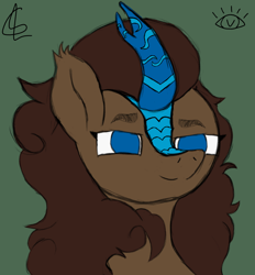 Size: 1112x1200 | Tagged: safe, artist:globlet_, oc, oc:aqua, oc:naana_wolfe, kirin, clothes, coat, coat markings, colored, horn, profile, request, requested art, sketch, smiling, smirk