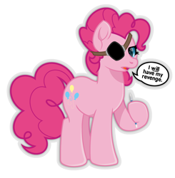 Size: 3200x3270 | Tagged: safe, artist:ponkus, pinkie pie, earth pony, pony, g4, eyepatch, high res, simple background, solo, transparent background