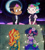 Size: 1280x1408 | Tagged: safe, artist:brandonale, sci-twi, sunset shimmer, twilight sparkle, human, humanoid, equestria girls, g4, my little pony equestria girls: legend of everfree, spoiler:the owl house, amity blight, blushing, canon ship, disney, dyed hair, female, lesbian, lumity, luz noceda (the owl house), ship:sci-twishimmer, ship:sunsetsparkle, shipping, smiling, spoilers for another series, the owl house, when she smiles, witch