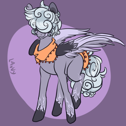 Size: 1400x1400 | Tagged: safe, artist:lavvythejackalope, oc, oc only, pegasus, pony, abstract background, clothes, colored hooves, hair over eyes, pegasus oc, scarf, smiling, solo