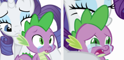 Size: 688x336 | Tagged: safe, rarity, spike, dragon, pony, unicorn, g4, comforting, crying, female, hug, male, mare, ship:sparity, shipping, straight, vector