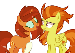 Size: 1434x1022 | Tagged: safe, artist:prismborealisdash, stellar flare, stormy flare, pegasus, pony, unicorn, g4, base used, eyes closed, female, headcanon in the description, mare, not spitfire, raised hoof, simple background, story in the source, transparent background