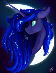 Size: 2160x2800 | Tagged: safe, artist:tenebrisnoctus, princess luna, alicorn, pony, g4, bust, constellation, crescent moon, female, high res, mare, moon, solo