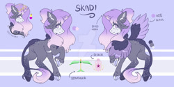 Size: 1280x640 | Tagged: safe, artist:irennecalder, oc, oc only, oc:skadi, alicorn, pony, colored wings, female, mare, reference sheet, solo, two toned wings, wings
