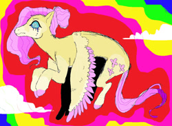 Size: 1280x937 | Tagged: safe, artist:horsievents, fluttershy, pegasus, pony, g4, colored hooves, colored wings, colored wingtips, crying, eyestrain warning, flying, psychedelic, solo, swirly eyes