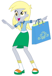 Size: 1800x2638 | Tagged: safe, artist:sketchmcreations, derpy hooves, dashing through the mall, equestria girls, equestria girls series, g4, holidays unwrapped, spoiler:eqg series (season 2), bag, female, necktie, open mouth, pointing, sandals, shopping, shopping bag, simple background, smiling, solo, transparent background, vector