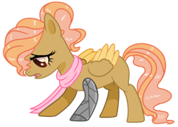Size: 1280x912 | Tagged: safe, artist:princess-kitsune-tsu, oc, oc only, pegasus, pony, amputee, base used, female, magical lesbian spawn, mare, offspring, parent:applejack, parent:fluttershy, parents:appleshy, prosthetic limb, prosthetics, simple background, solo, transparent background, two toned wings, wings