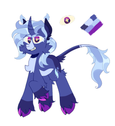 Size: 1000x1100 | Tagged: safe, artist:vat7k, trixie, pony, unicorn, g4, chest fluff, cloven hooves, curved horn, grin, horn, leonine tail, looking at you, redesign, smiling, solo