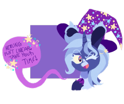 Size: 625x524 | Tagged: safe, artist:vat7k, trixie, pony, unicorn, g4, cloven hooves, dialogue, looking at you, one eye closed, redesign, smiling, solo, wink