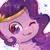 Size: 3000x3000 | Tagged: safe, artist:emyjk, pipp petals, pegasus, pony, g5, my little pony: a new generation, :3, abstract background, adorapipp, blushing, bust, cheek fluff, chest fluff, chibi, cute, female, high res, looking at you, mare, one eye closed, portrait, red eyes, red-eyed pipp, solo, wink