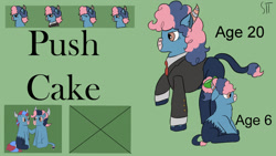 Size: 1280x720 | Tagged: safe, artist:schumette14, oc, oc:push cake, oc:pushimina cake, earth pony, hybrid, minotaur, pony, interspecies offspring, next generation, offspring, parent:cup cake, parent:iron will, parents:cupwill, parents:ironcake, reference, story in the source, story included
