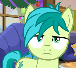 Size: 776x689 | Tagged: safe, screencap, sandbar, earth pony, pony, g4, my little pony: friendship is magic, the hearth's warming club, cropped, looking at you, male, sandbar is not amused, solo, unamused