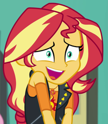 Size: 875x1008 | Tagged: safe, screencap, sunset shimmer, equestria girls, equestria girls specials, g4, my little pony equestria girls: better together, my little pony equestria girls: forgotten friendship, cropped, cute, open mouth, shimmerbetes, solo focus