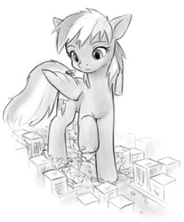 Size: 465x561 | Tagged: safe, artist:alloyrabbit, rainbow dash, pegasus, pony, g4, destruction, female, giant pony, giant rainbow dash, giantess, macro, mare, monochrome, raised hoof, stomping