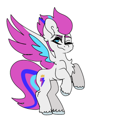 Size: 768x768 | Tagged: safe, artist:moodi, zipp storm, pegasus, pony, g5, cheek fluff, chest fluff, ear fluff, female, one eye closed, raised hoof, simple background, solo, transparent background, wings, wink