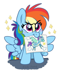 Size: 2085x2448 | Tagged: safe, artist:pink-pone, rainbow dash, pegasus, pony, g4, blushing, cute, dashabetes, female, filly, filly rainbow dash, high res, mouth hold, simple background, solo, transparent background, wonderbolts, younger