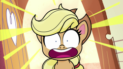 Size: 1920x1080 | Tagged: safe, screencap, applejack, earth pony, pony, g4.5, how applejack got her hat back, my little pony: pony life, female, mare, open mouth, solo, volumetric mouth