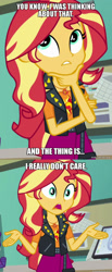 Size: 1000x2422 | Tagged: safe, edit, edited screencap, screencap, sunset shimmer, equestria girls, equestria girls series, forgotten friendship, g4, caption, foster's home for imaginary friends, image macro, male, meme, text